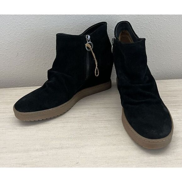 SOFFT AQUA Boots 11 SIRI Wedge Bootie Sneaker Ruching Suede Zip Waterproof NEW - Picture 14 of 16